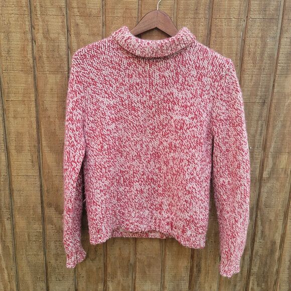 Eddie Bauer Red White Turtleneck 70% Lambs Wool Angora Rabbit  Nylon Womens Sz M - Picture 1 of 12